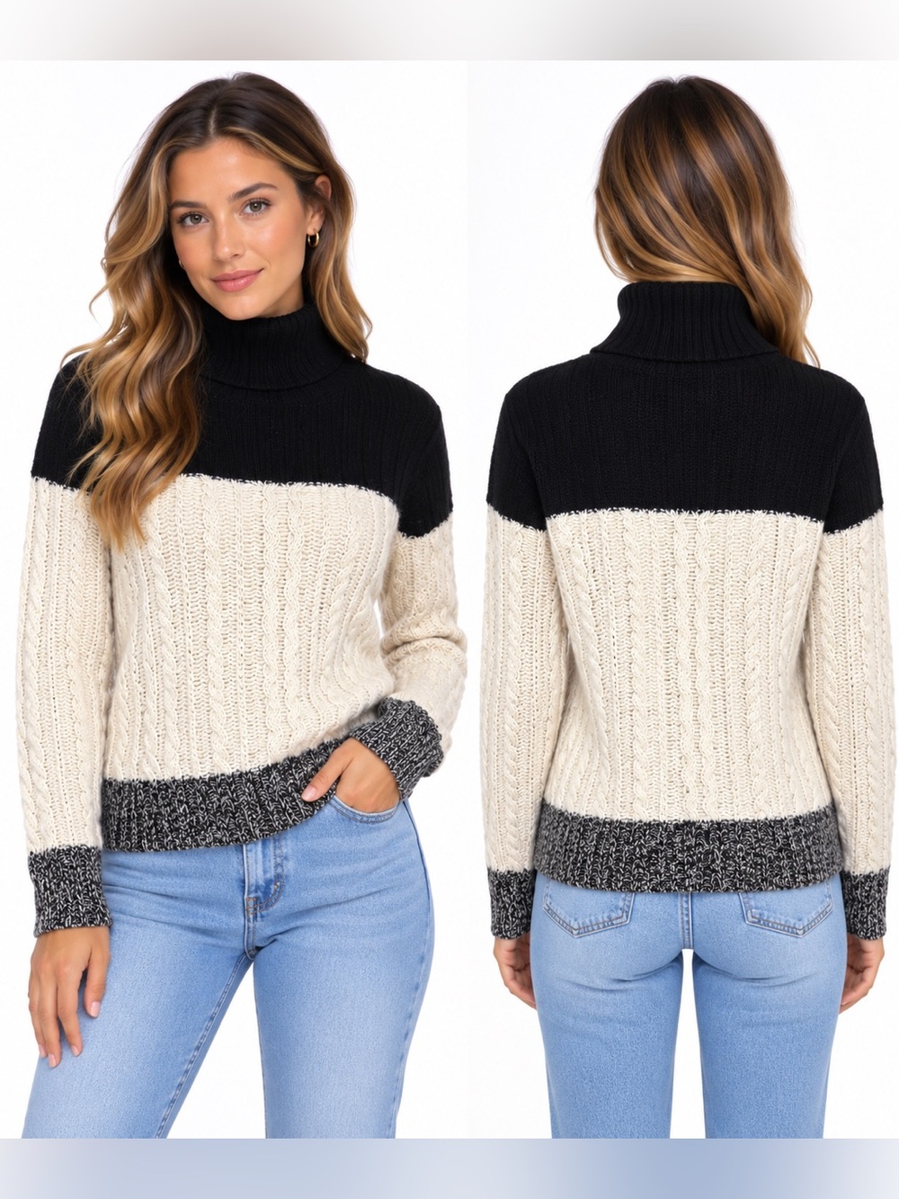 Aqua 100% Cashmere Cableknit Sweater Medium